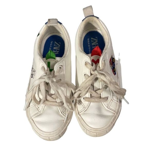 Boys Kids Zara Mario Luigi White Leather Sneakers Size 28 EU 11 US - Picture 2 of 9